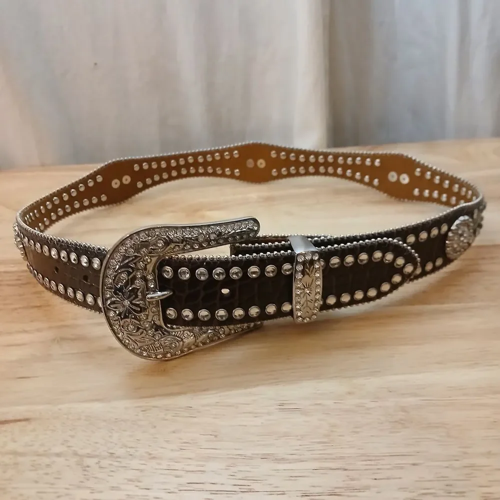 Nocona Girls Scalloped Rhinestone Belt N4426002- 28 Fits 27